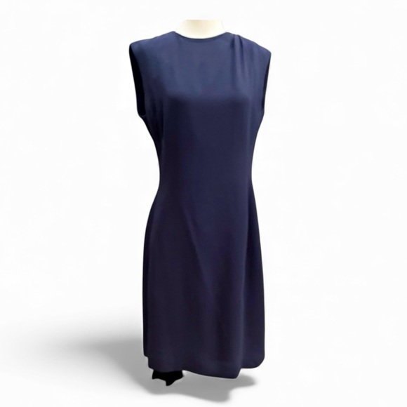 Dior Dresses & Skirts - Christian Dior Silk Navy Back Drape Dress Size 10